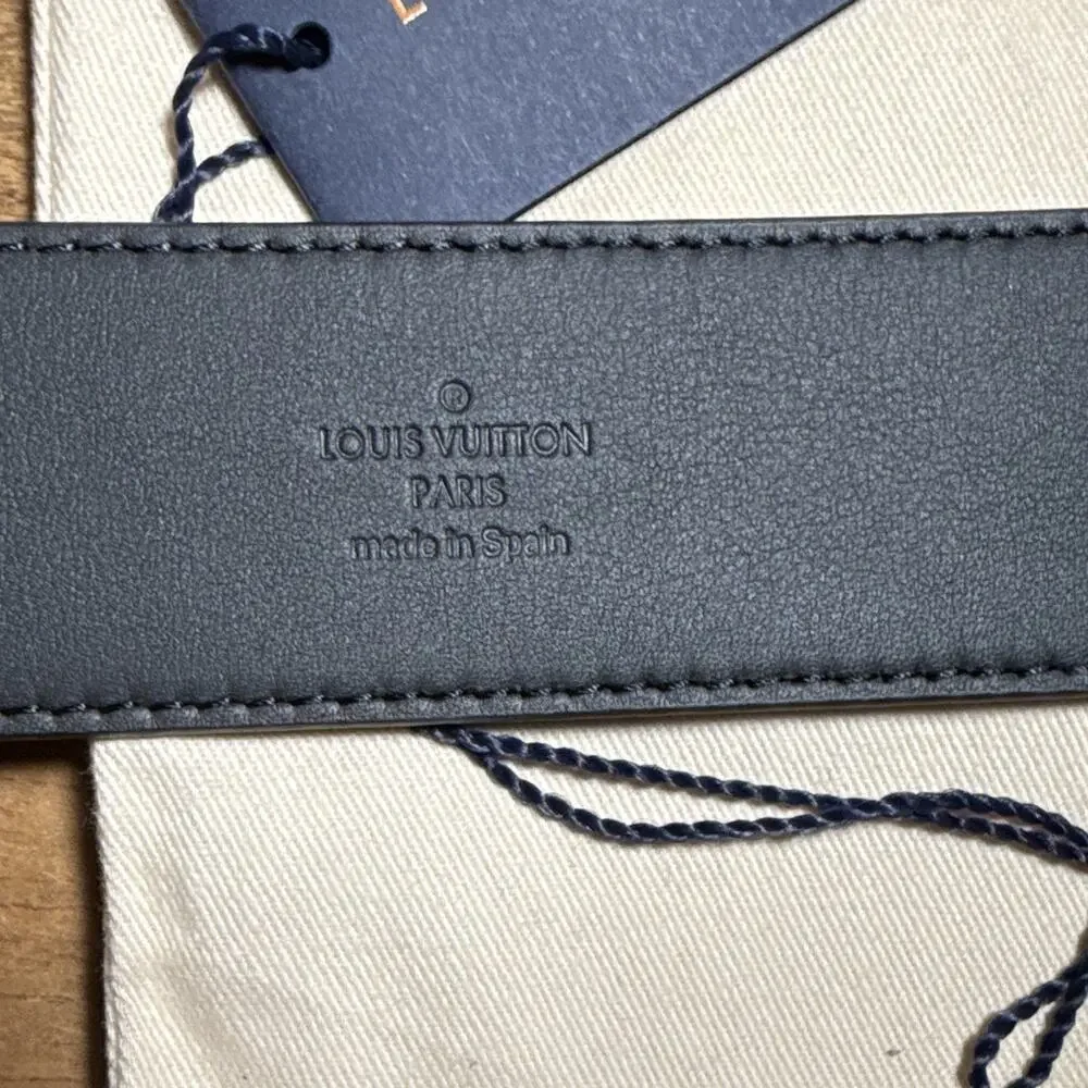 Louis Vuitton Monogram Logo Belt Black/Gray LV Buckle 95/38 Length & 40mm Wide